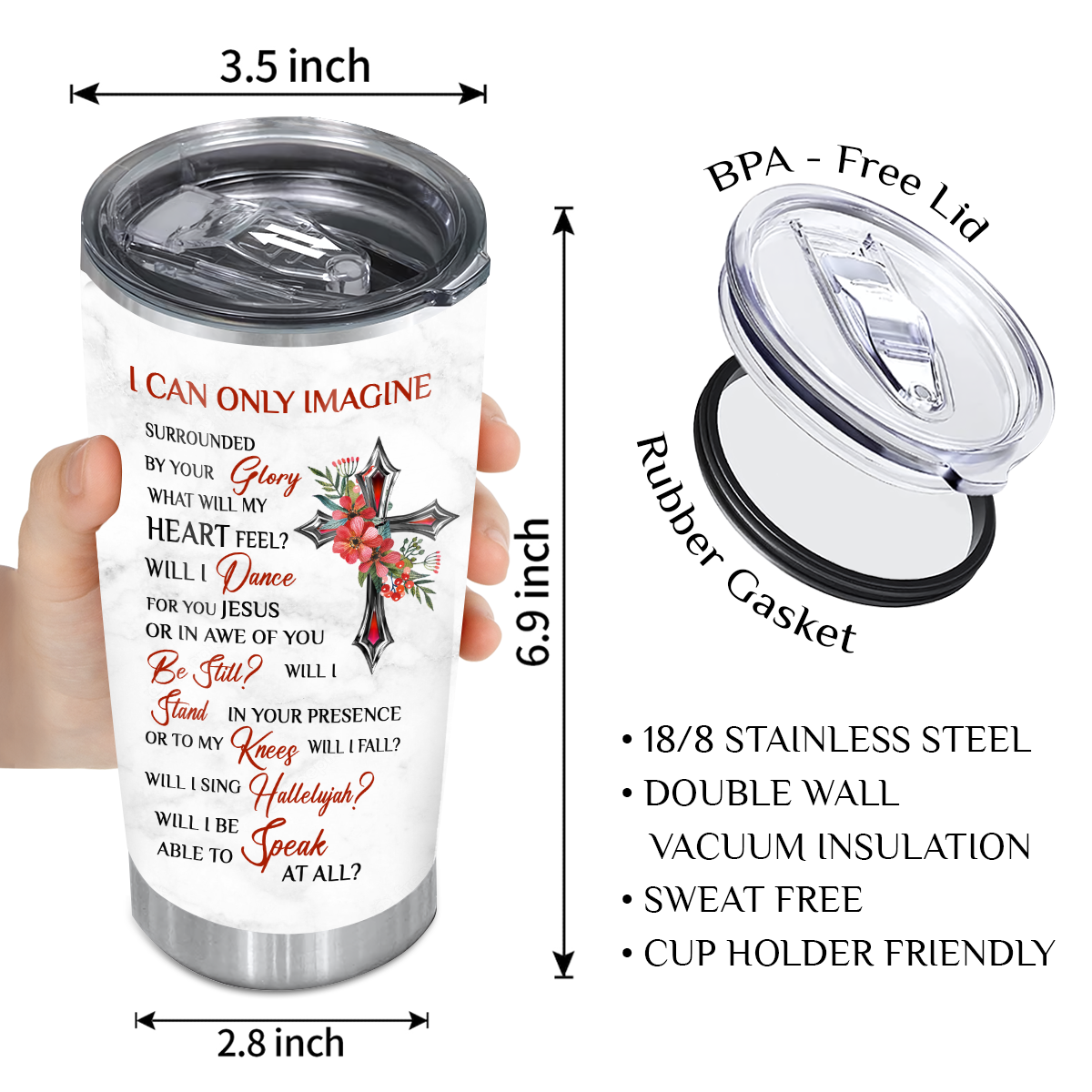 Red Cross Flower Surrounded By Your Glory Custom Tumbler - Birthday Gifts For Women Christian Gifts Custom Name Gift Personalized Stainless Steel Tumbler