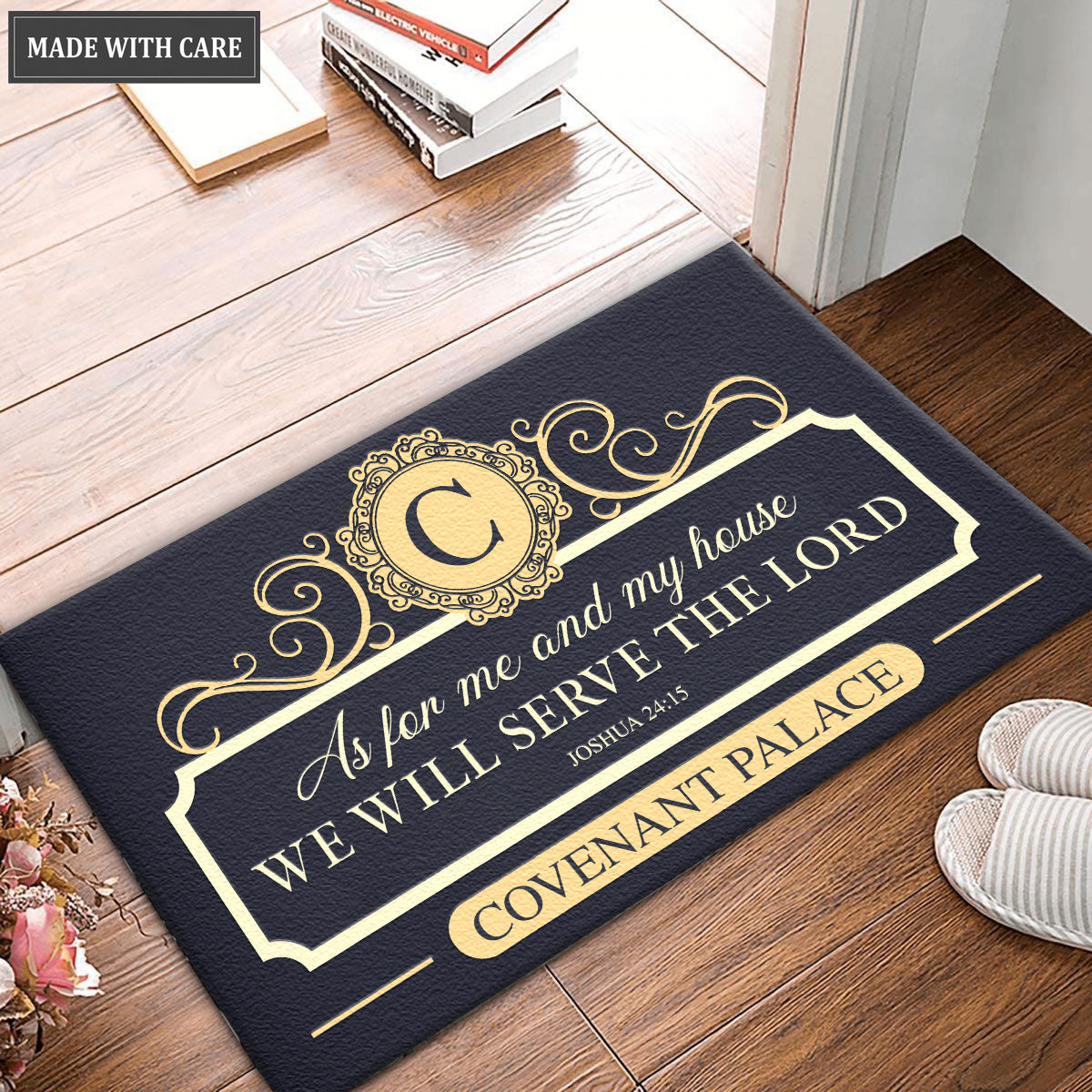Personalized Elegant Family Home Serve The Lord Doormat