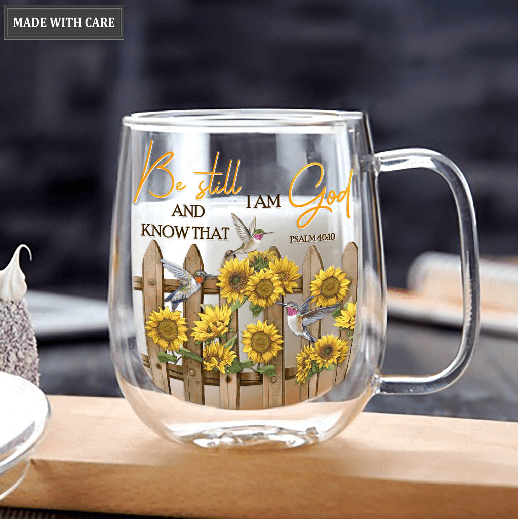 Sunflower Fence Be Still And Know Doubled-Wall Glass Mug