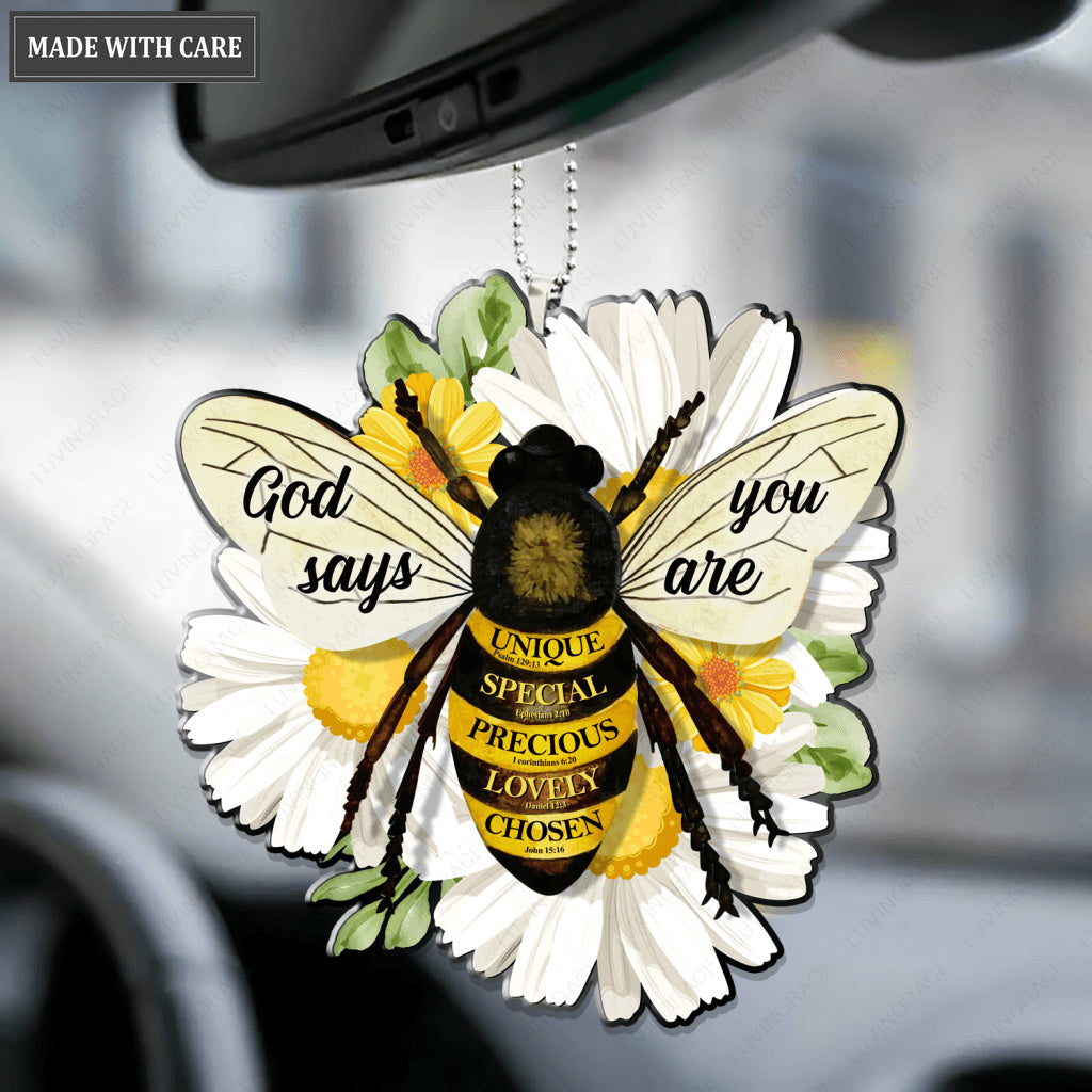 Daisies And Bee God Says You Are Ornament