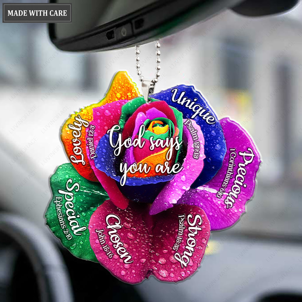 Rainbow Rose God Says You Are Ornament