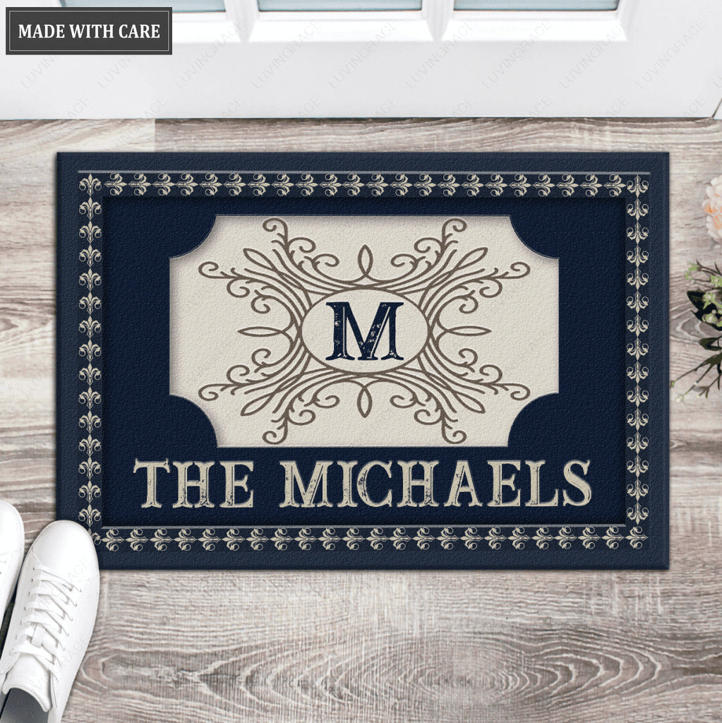 Luvingrace 05 Vintage Monogram Collection Family Name Personalized Doormat