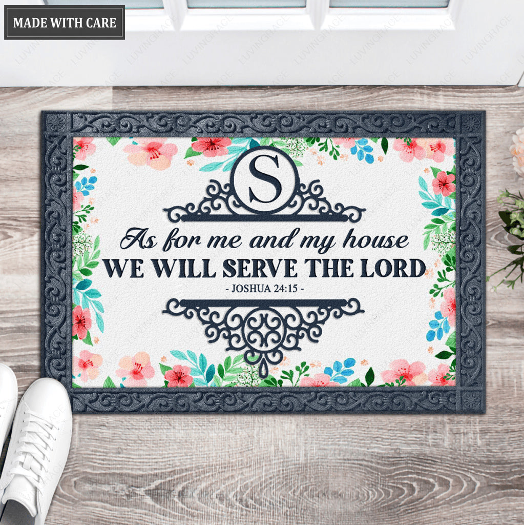 Luvingrace L02 Vintage Monogram Collection As For My House Personalized Doormat