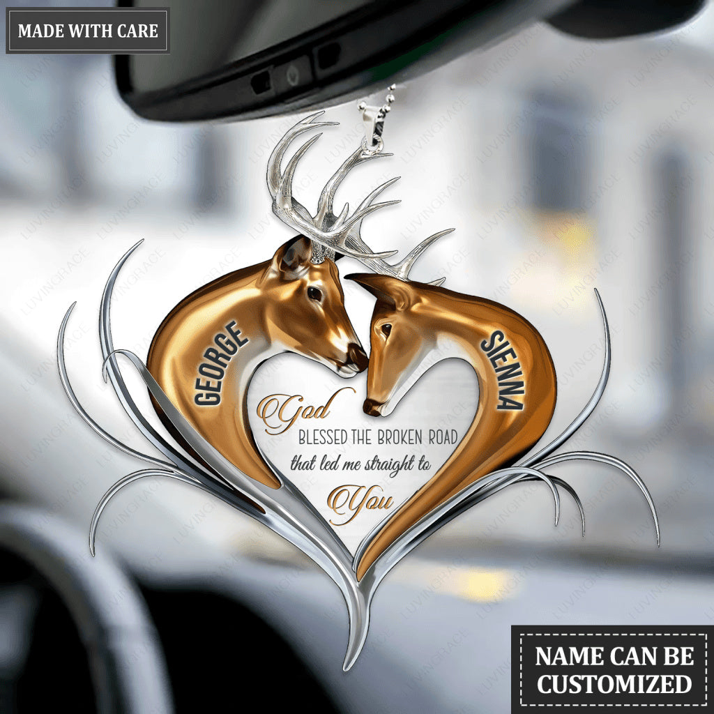 Personalized God Blessed Deer Heart Ornament