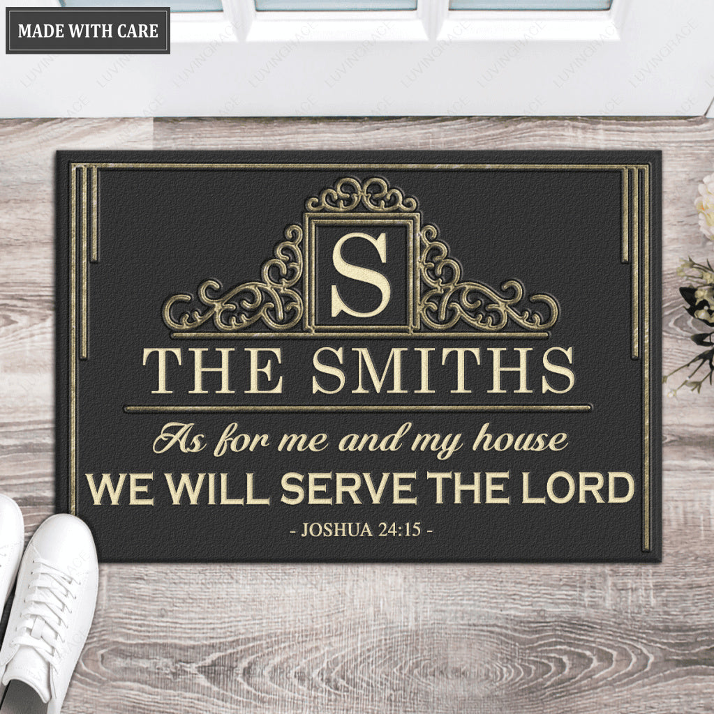 Luvingrace L03 Vintage Monogram Collection As For My House Personalized Doormat