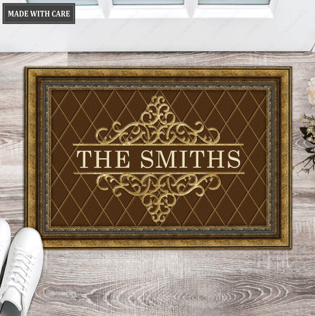Luvingrace L03 Vintage Monogram Collection Family Name Personalized Doormat