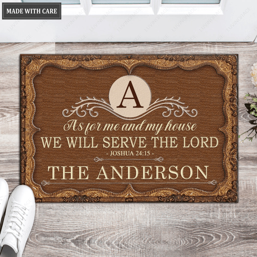 Luvingrace L04 Vintage Monogram Collection As For My House Personalized Doormat