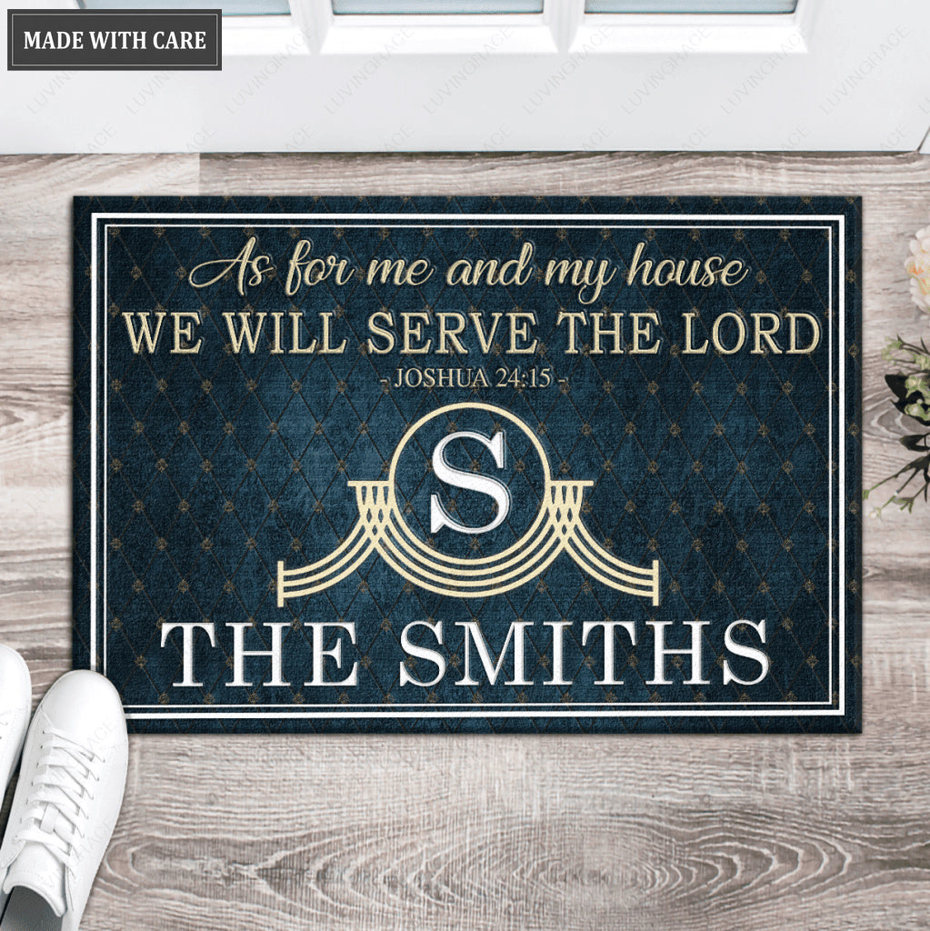 Luvingrace L05 Vintage Monogram Collection As For My House Personalized Doormat