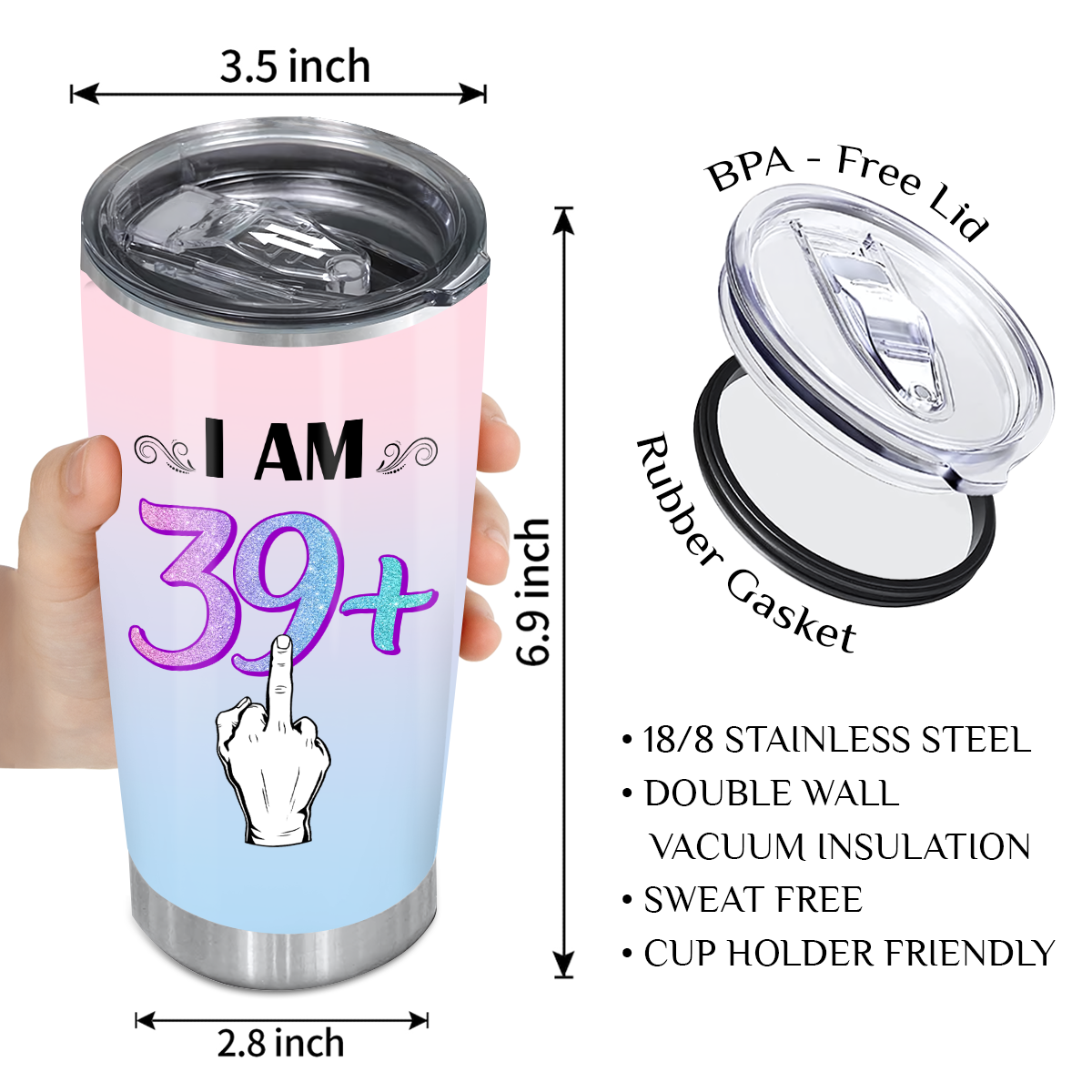 39th Birthday I Am 39+ Custom Gifts Women Stainless Steel Tumbler - Personalized Stainless Steel Tumbler