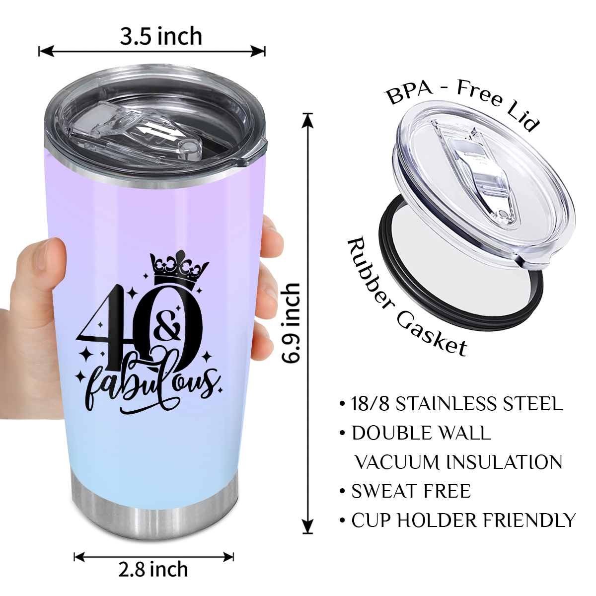 40th Birthday 40 And Fabulous Crown Custom Gifts Men Women Stainless Steel Tumbler - Personalized Stainless Steel Tumbler
