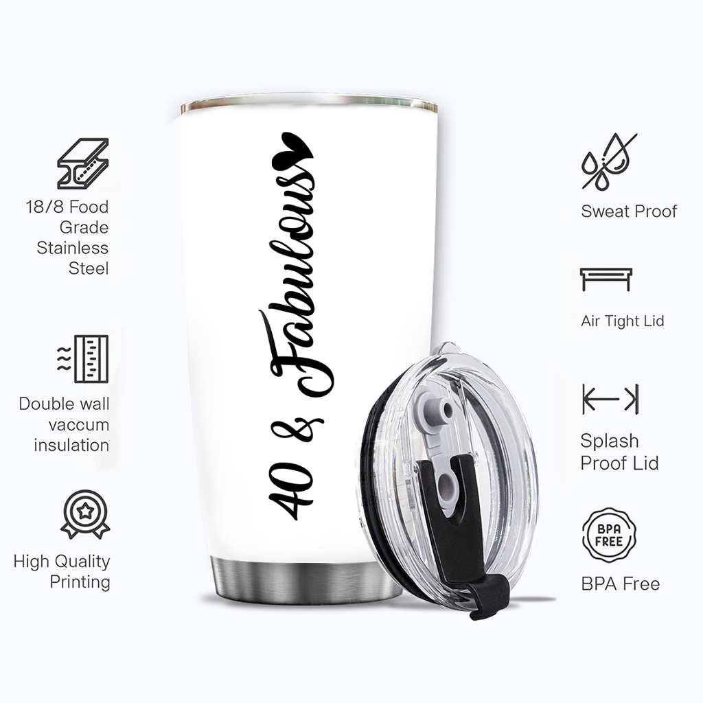 40th Birthday 40 And Fabulous Custom Gifts Men Women Stainless Steel Tumbler - Personalized Stainless Steel Tumbler