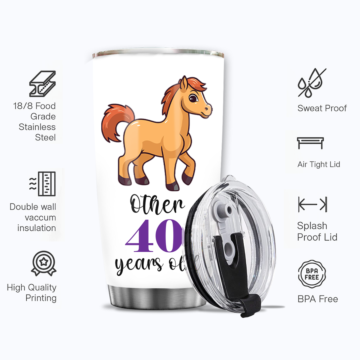 40th Birthday Funny Unicorn Other 40 Years Old And Me Custom Gifts Men Women Stainless Steel Tumbler - Personalized Stainless Steel Tumbler