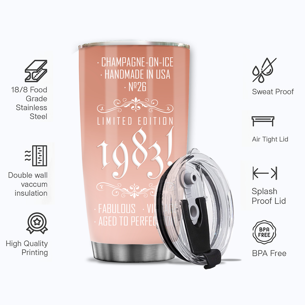 40th Birthday Limited Edition 1983 Custom Gifts Men Women Stainless Steel Tumbler - Personalized Stainless Steel Tumbler