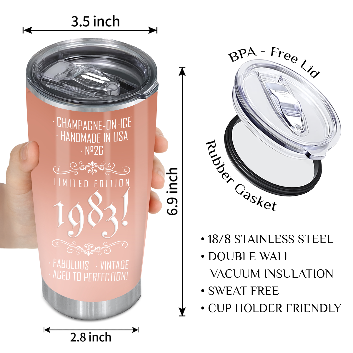 40th Birthday Limited Edition 1983 Custom Gifts Men Women Stainless Steel Tumbler - Personalized Stainless Steel Tumbler