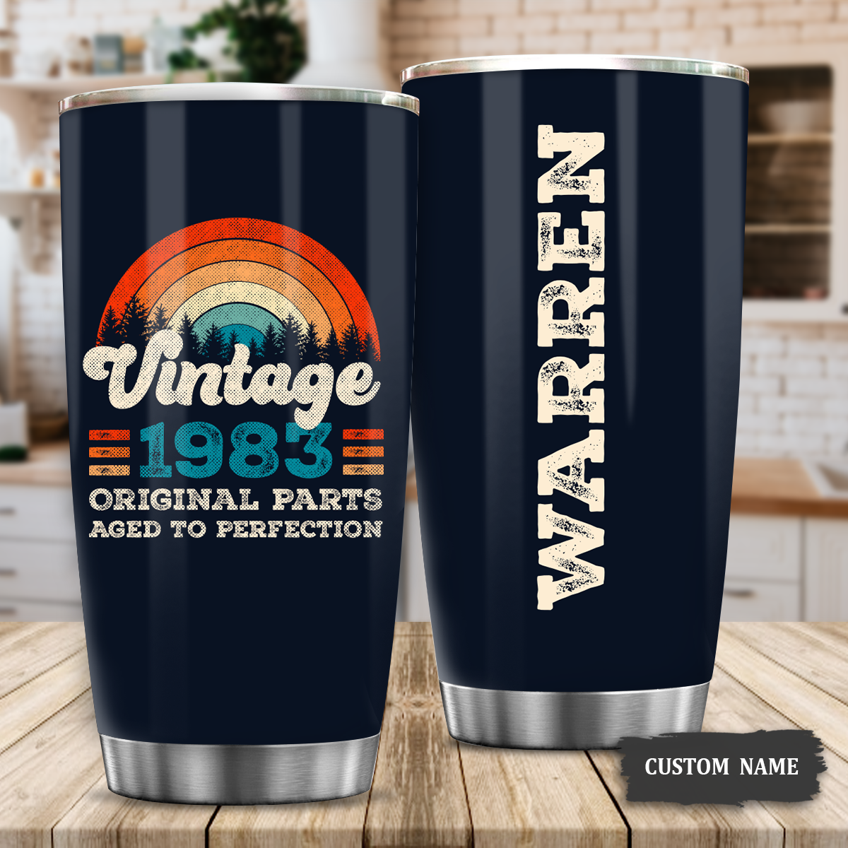 40th Birthday Vintage Rainbow 1983 Original Parts Aged To Perfection Custom Gifts Men Women Stainless Steel Tumbler - Personalized Stainless Steel Tumbler