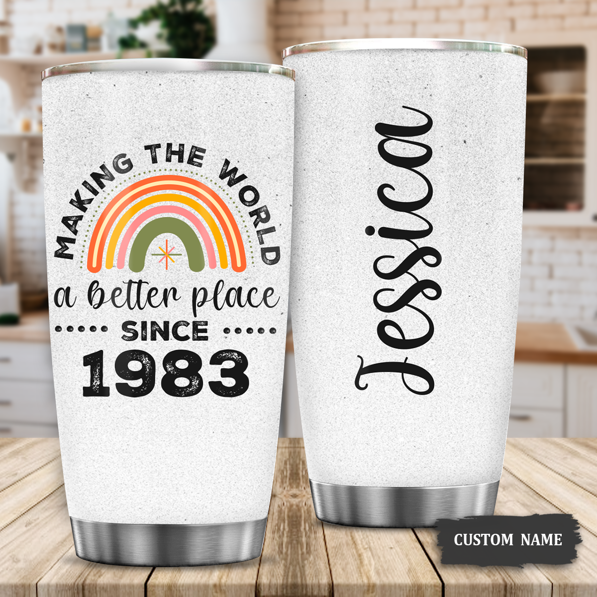 40th Birthday Vintage Rainbow Making The World A Better Place Since 1983 Custom Gifts Men Women Stainless Steel Tumbler - Personalized Stainless Steel Tumbler