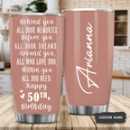 Dark Pink 50th Birthday Behind You All Your Memories Custom Gifts Men Women Stainless Steel Tumbler - Personalized Stainless Steel Tumbler