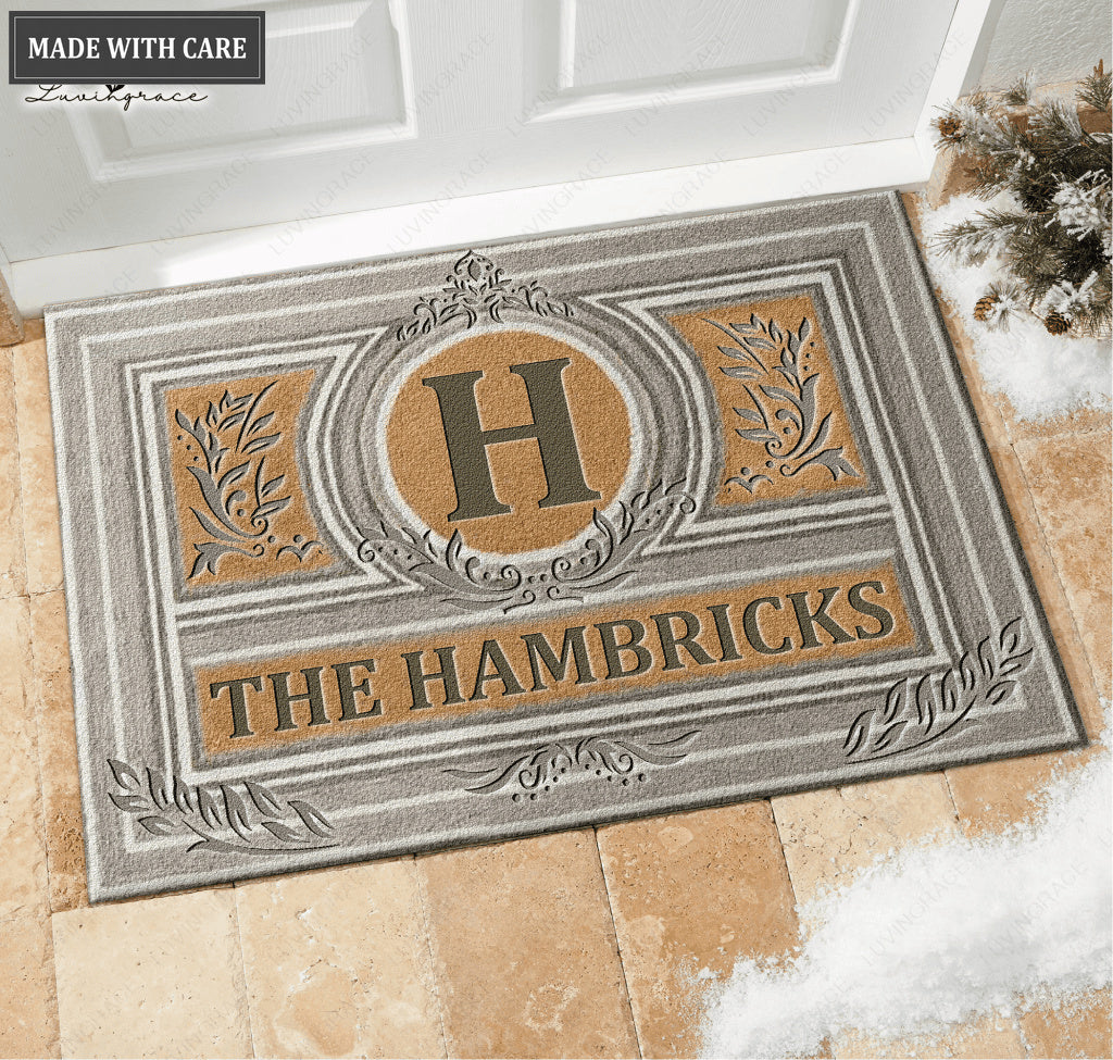 Luvingrace L07 Vintage Monogram Collection Family Name Personalized Doormat