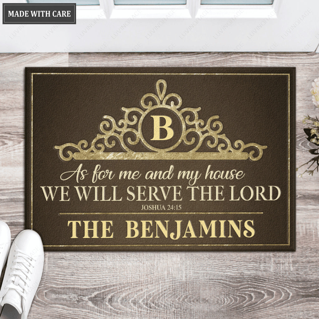 Luvingrace L08 Vintage Monogram Collection As For My House Personalized Doormat