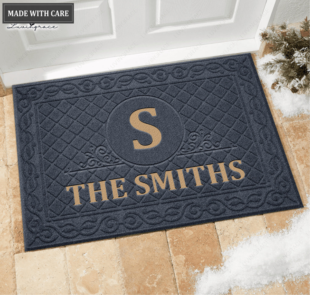 Luvingrace L08 Vintage Monogram Collection Family Name Personalized Doormat