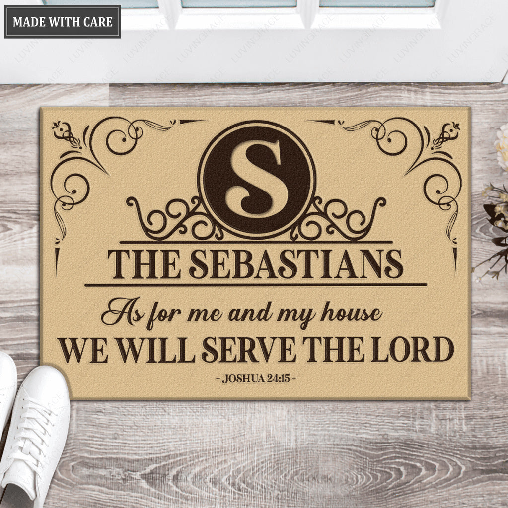 Luvingrace L09 Vintage Monogram Collection As For My House Personalized Doormat