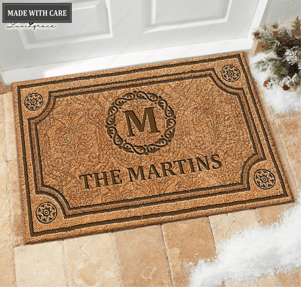 Luvingrace L09 Vintage Monogram Collection Family Name Personalized Doormat