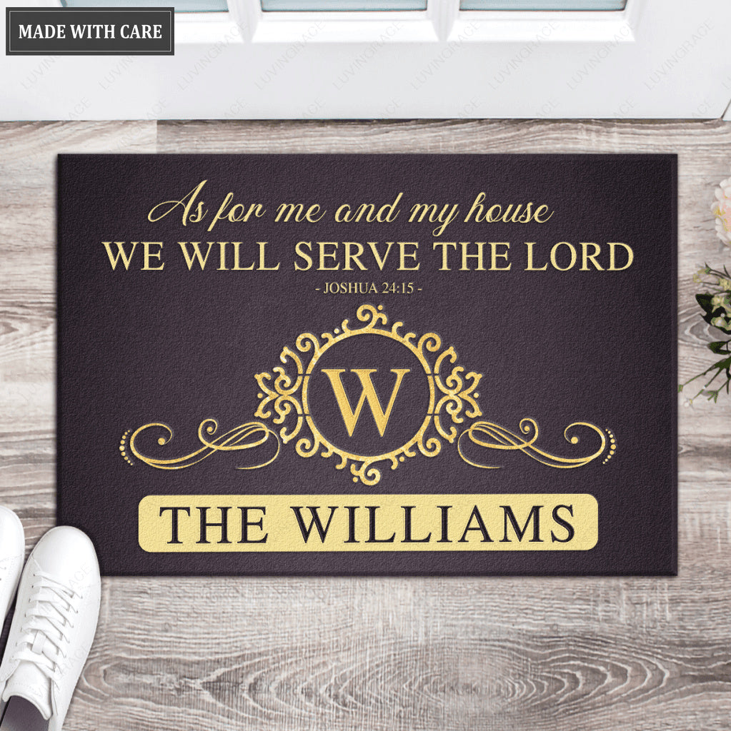 Luvingrace L10 Vintage Monogram Collection As For My House Personalized Doormat