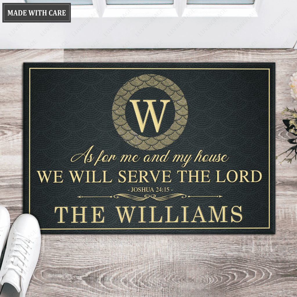 Luvingrace L11 Vintage Monogram Collection As For My House Personalized Doormat