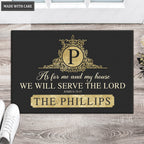 Luvingrace L13 Vintage Monogram Collection As For My House Personalized Doormat
