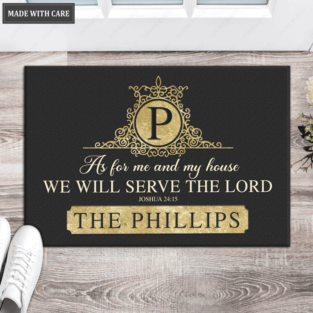 Luvingrace L13 Vintage Monogram Collection As For My House Personalized Doormat