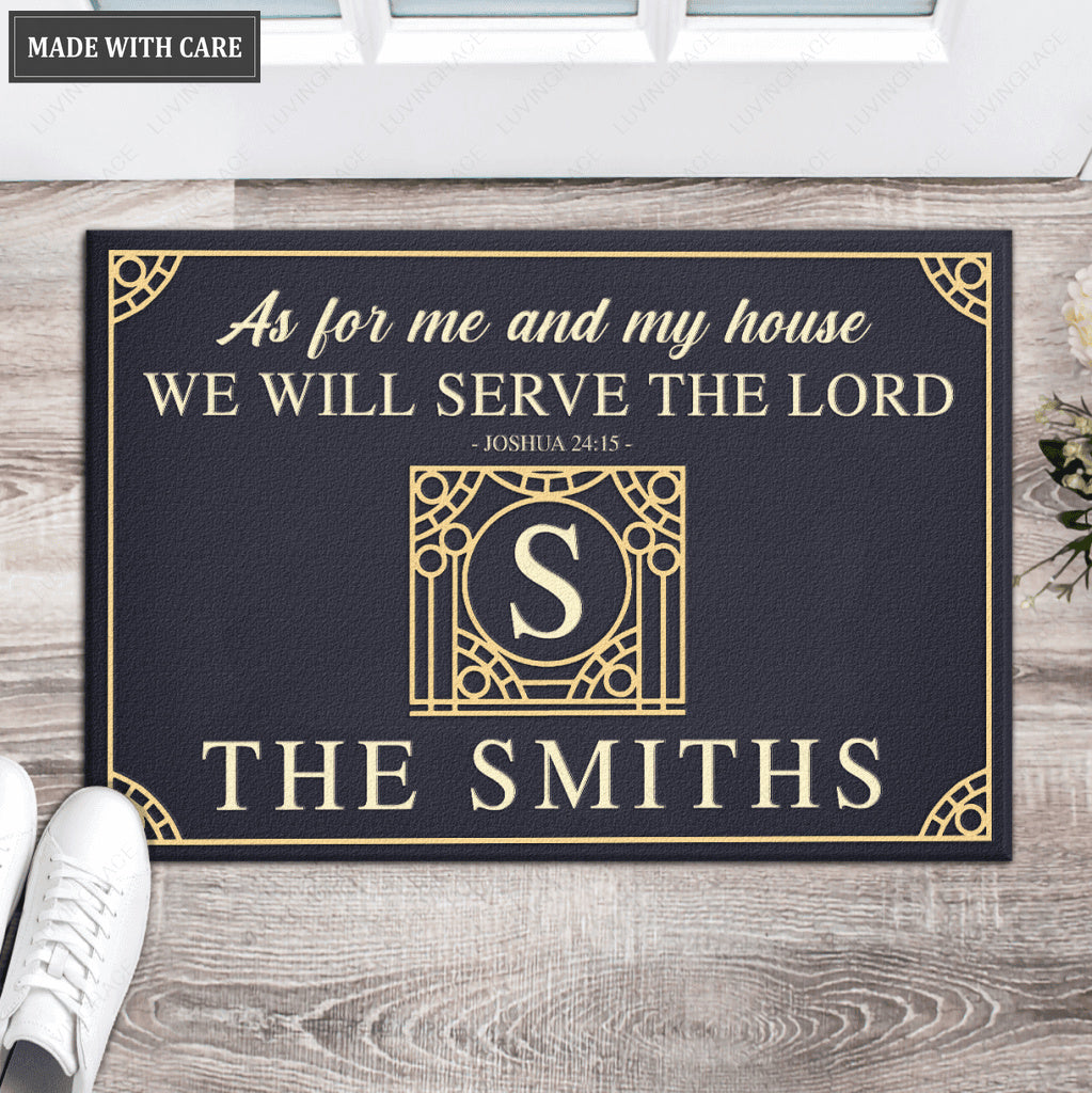 Luvingrace L14 Vintage Monogram Collection As For My House Personalized Doormat