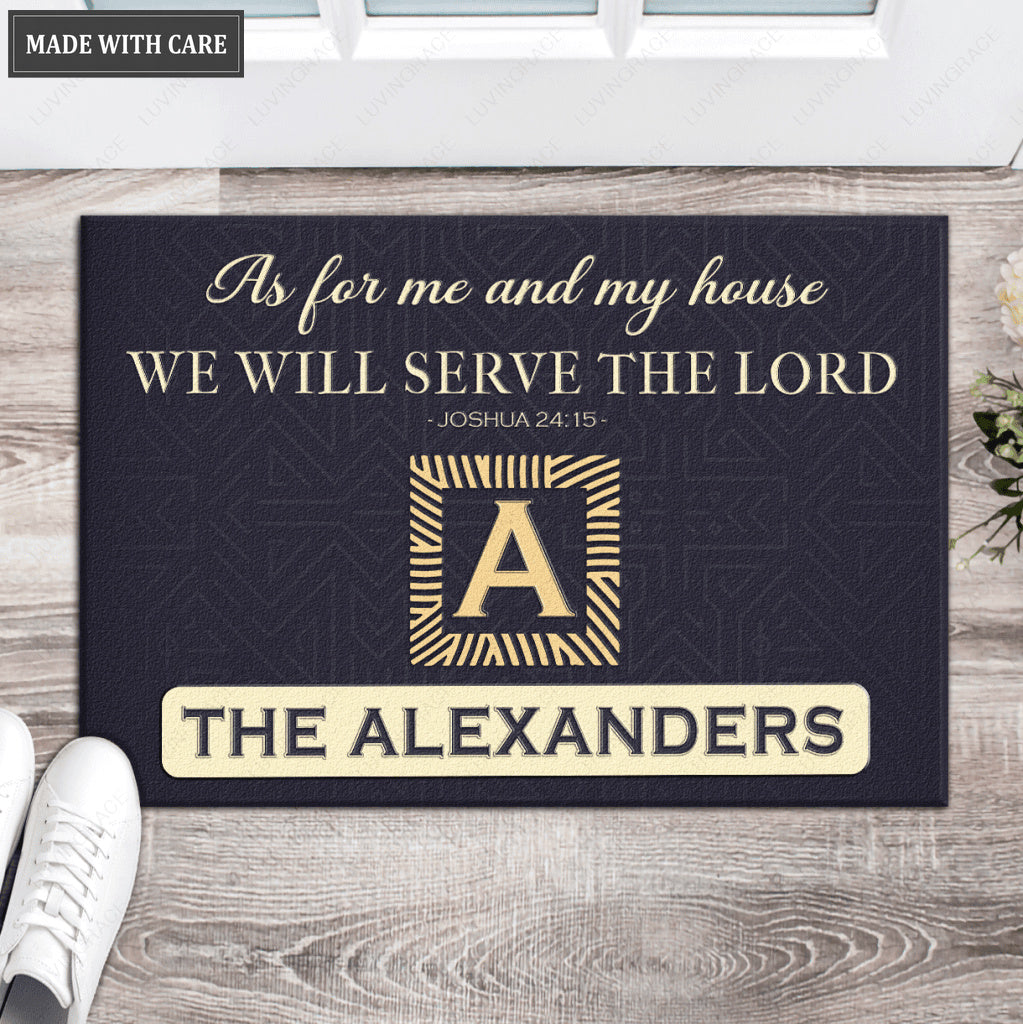 Luvingrace L15 Vintage Monogram Collection As For My House Personalized Doormat