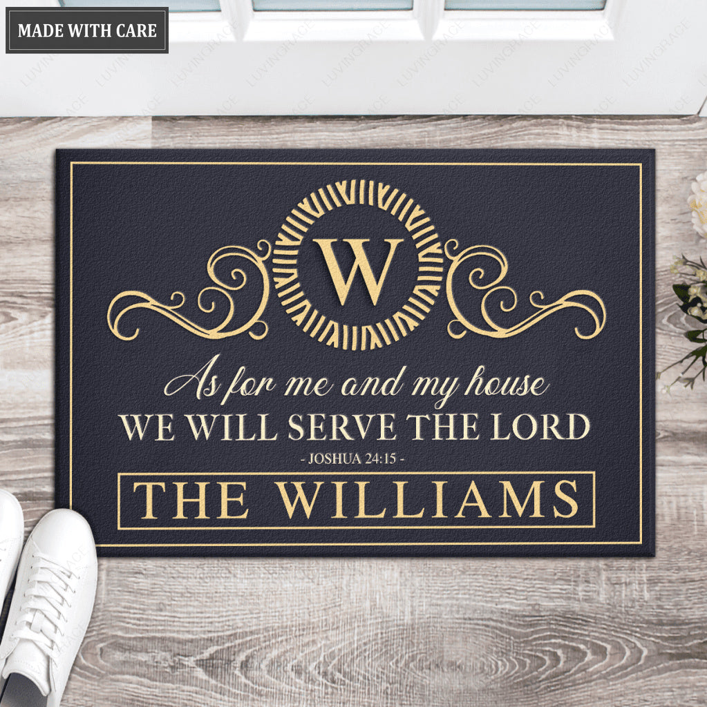 Luvingrace L16 Vintage Monogram Collection As For My House Personalized Doormat