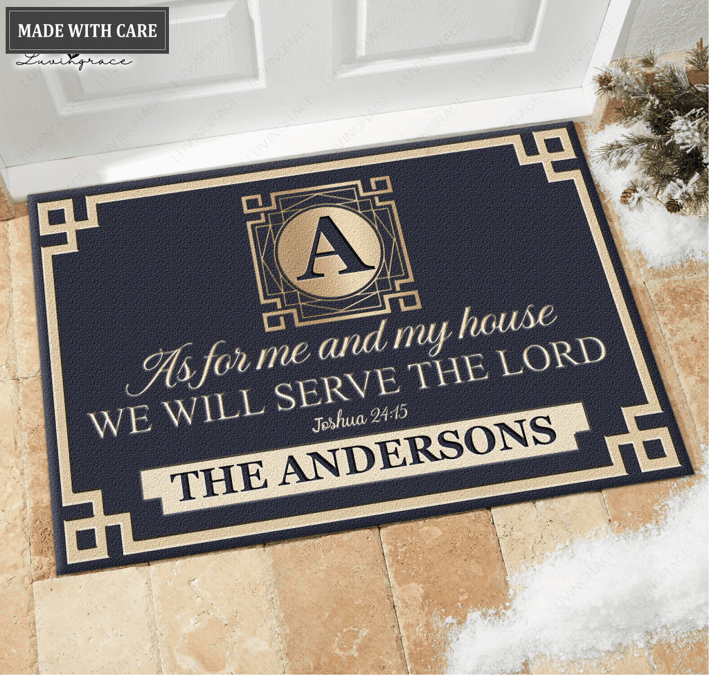 Luvingrace L17 Vintage Monogram Collection As For My House Personalized Doormat