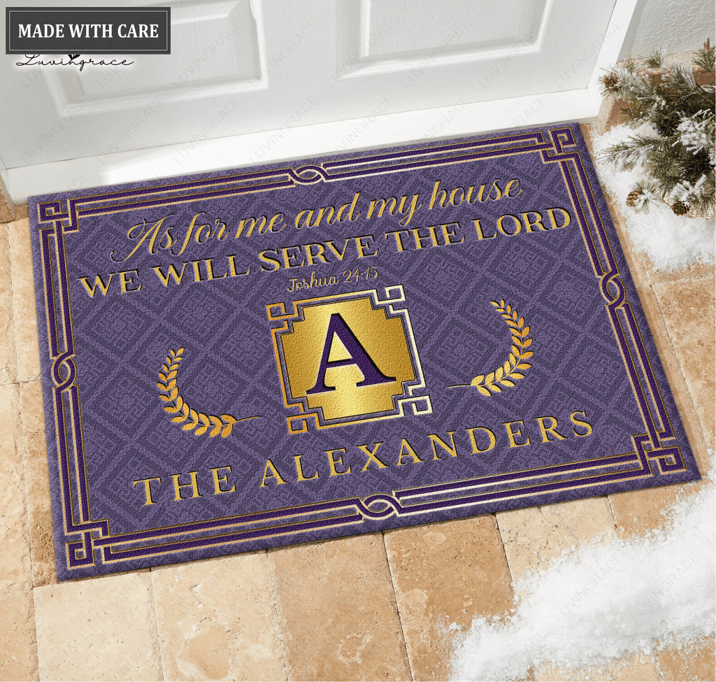 Luvingrace L18 Vintage Monogram Collection As For My House Personalized Doormat