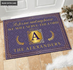 Luvingrace L18 Vintage Monogram Collection As For My House Personalized Doormat