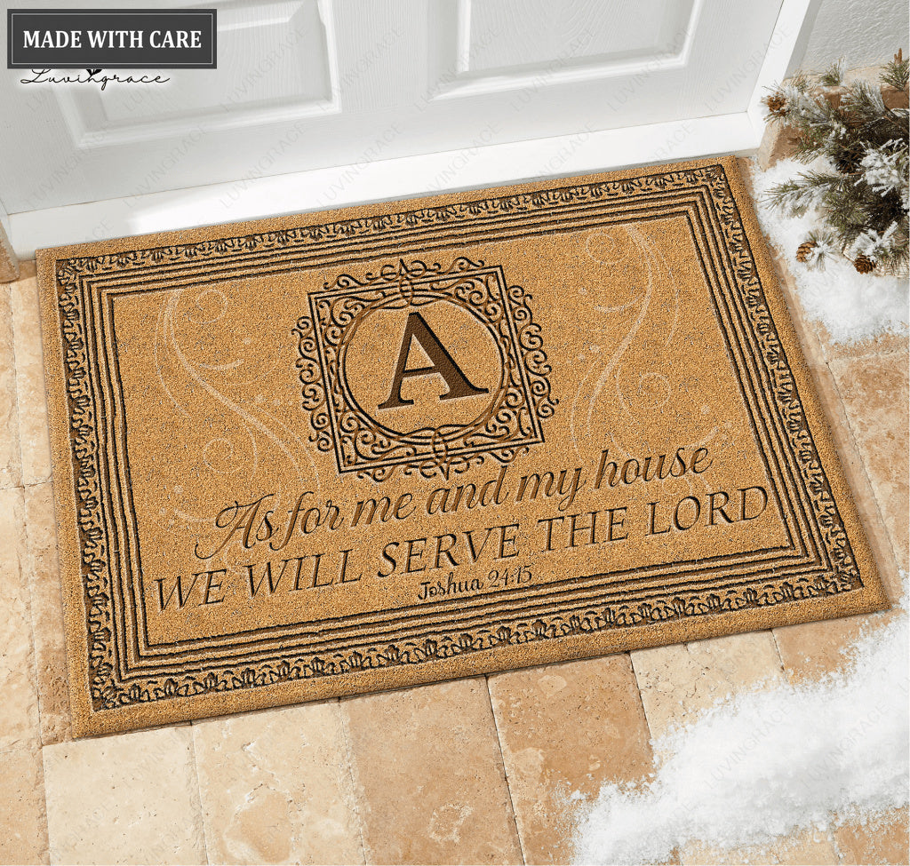 Luvingrace L19 Vintage Monogram Collection As For My House Personalized Doormat