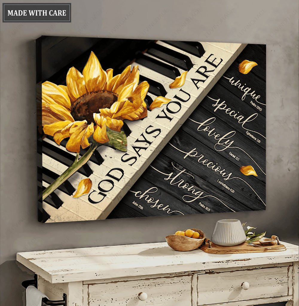 Piano With Sunflower God Says You Are Wall Art