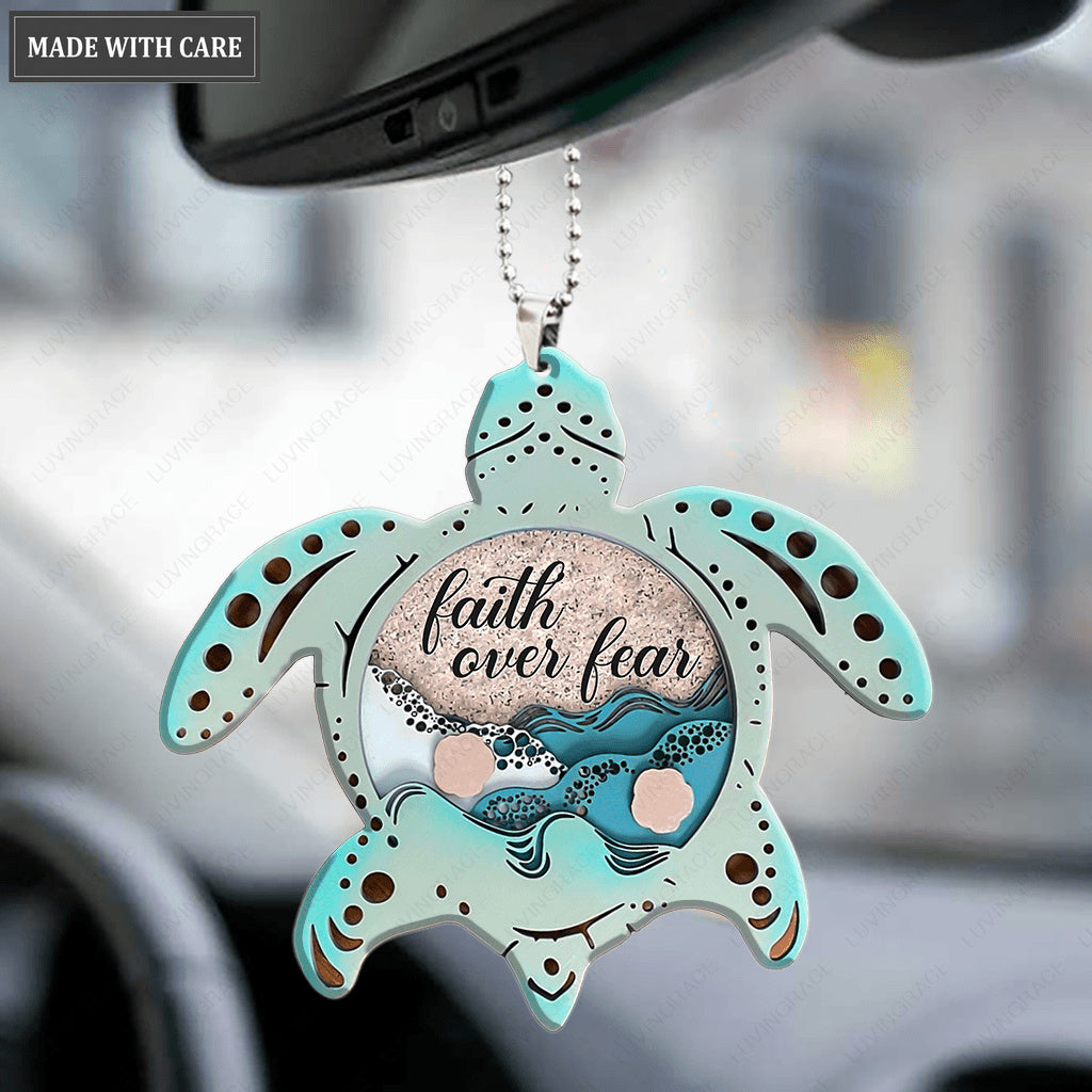 Sea Turtle Faith Over Fear Ornament