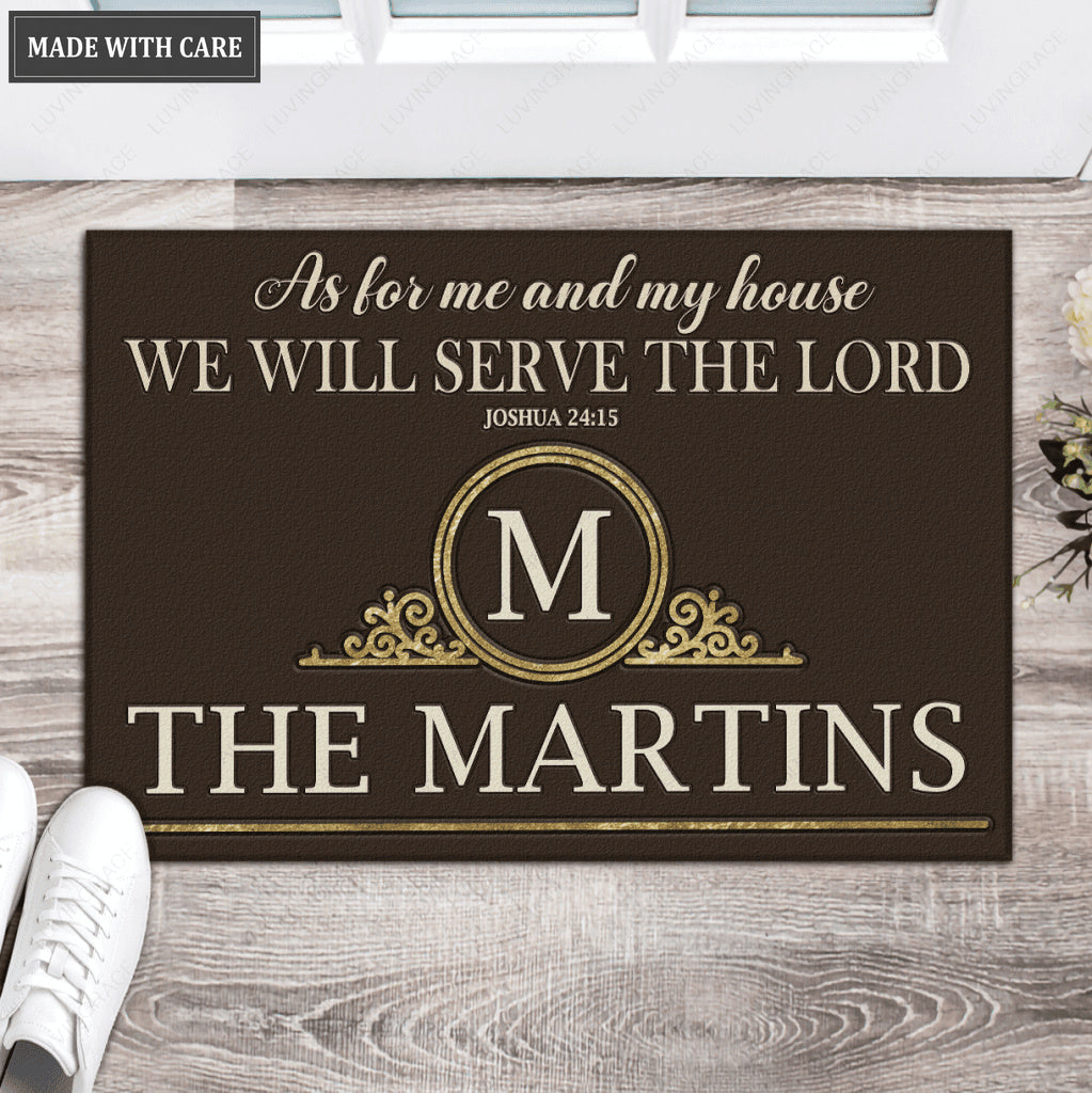Luvingrace L100 Vintage Monogram Collection As For My House Personalized Doormat