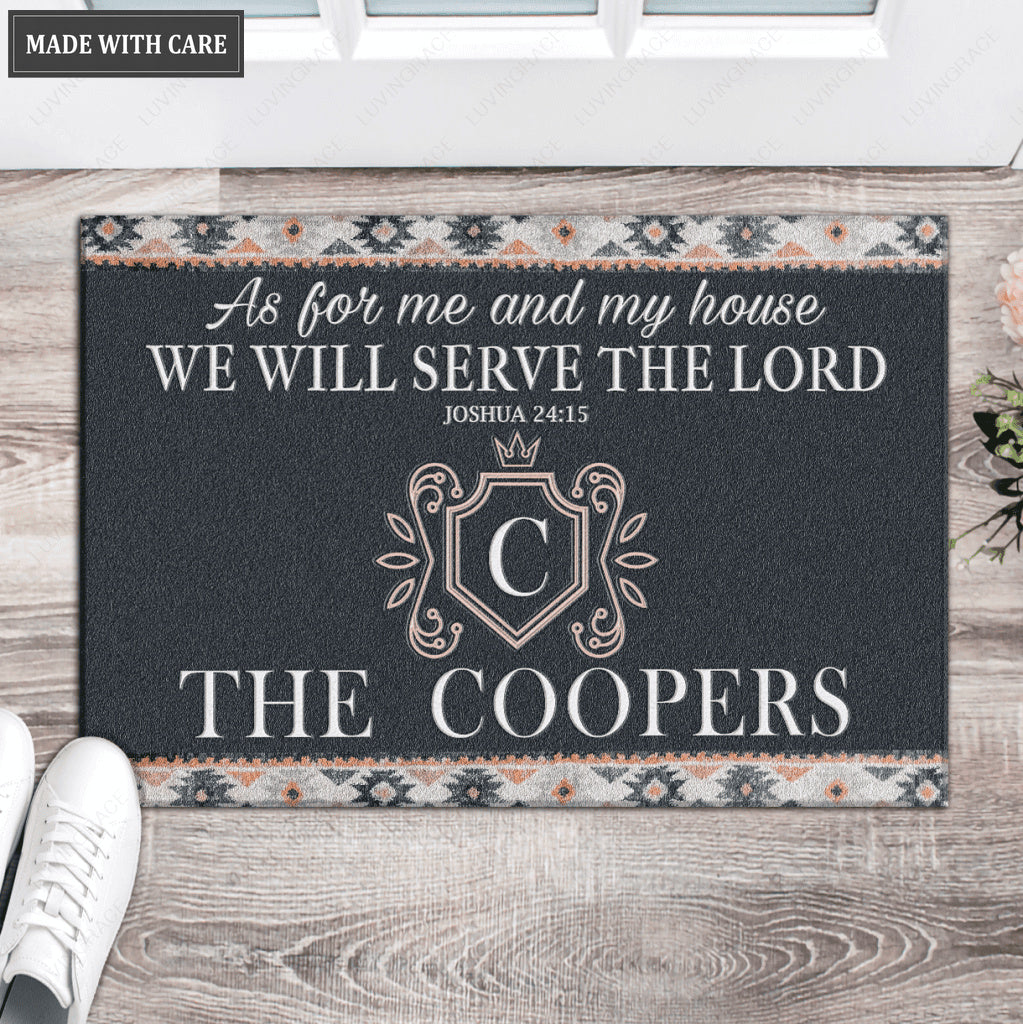 Luvingrace L101 Vintage Monogram Collection As For My House Personalized Doormat