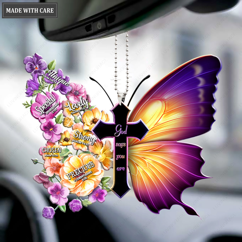 Pansies Butterfly God Says You Are Ornament