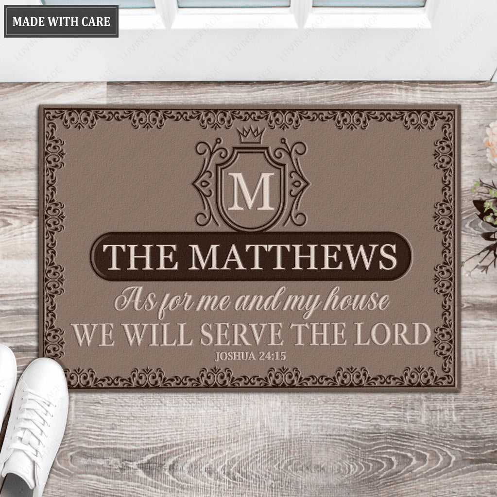 Luvingrace L102 Vintage Monogram Collection As For My House Personalized Doormat