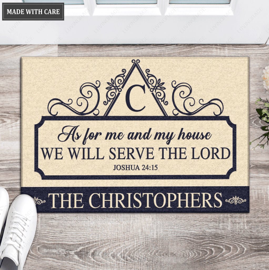 Luvingrace L104 Vintage Monogram Collection As For My House Personalized Doormat