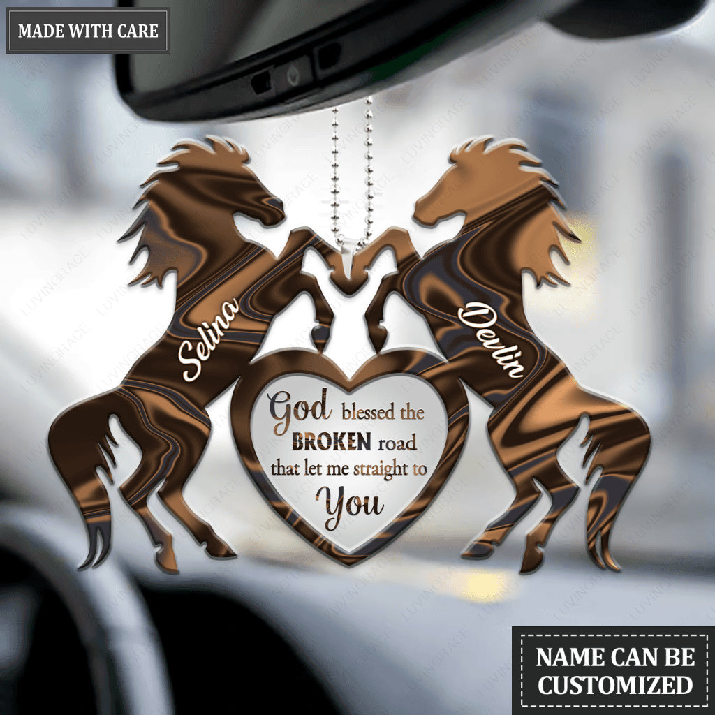 Personalized Heart Of Horses God Blessed Ornament
