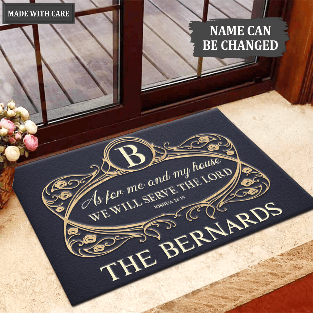 Personalized Monogram Border Serve The Lord Doormat