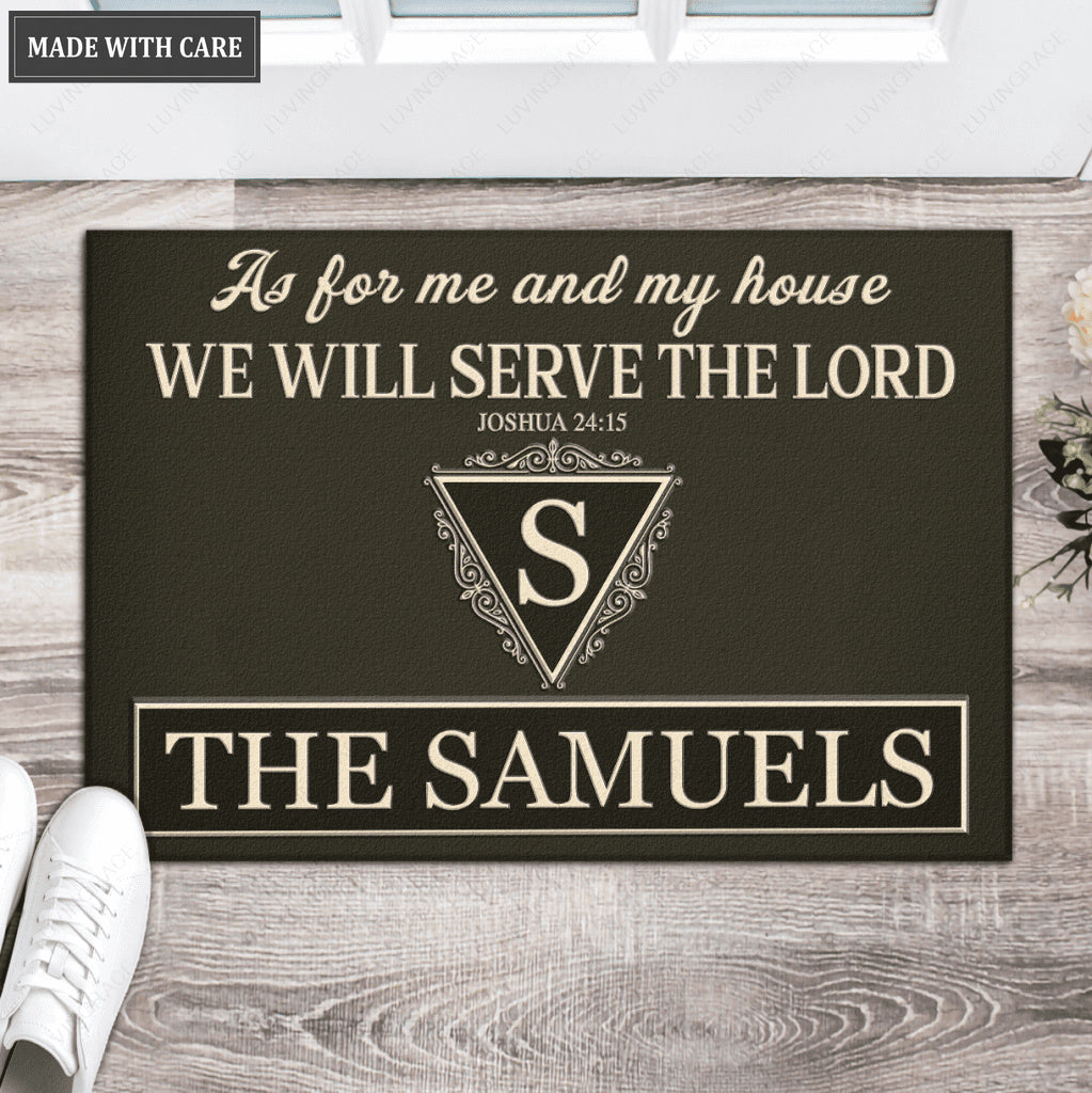 Luvingrace L107 Royal Monogram Collection As For My House Personalized Doormat
