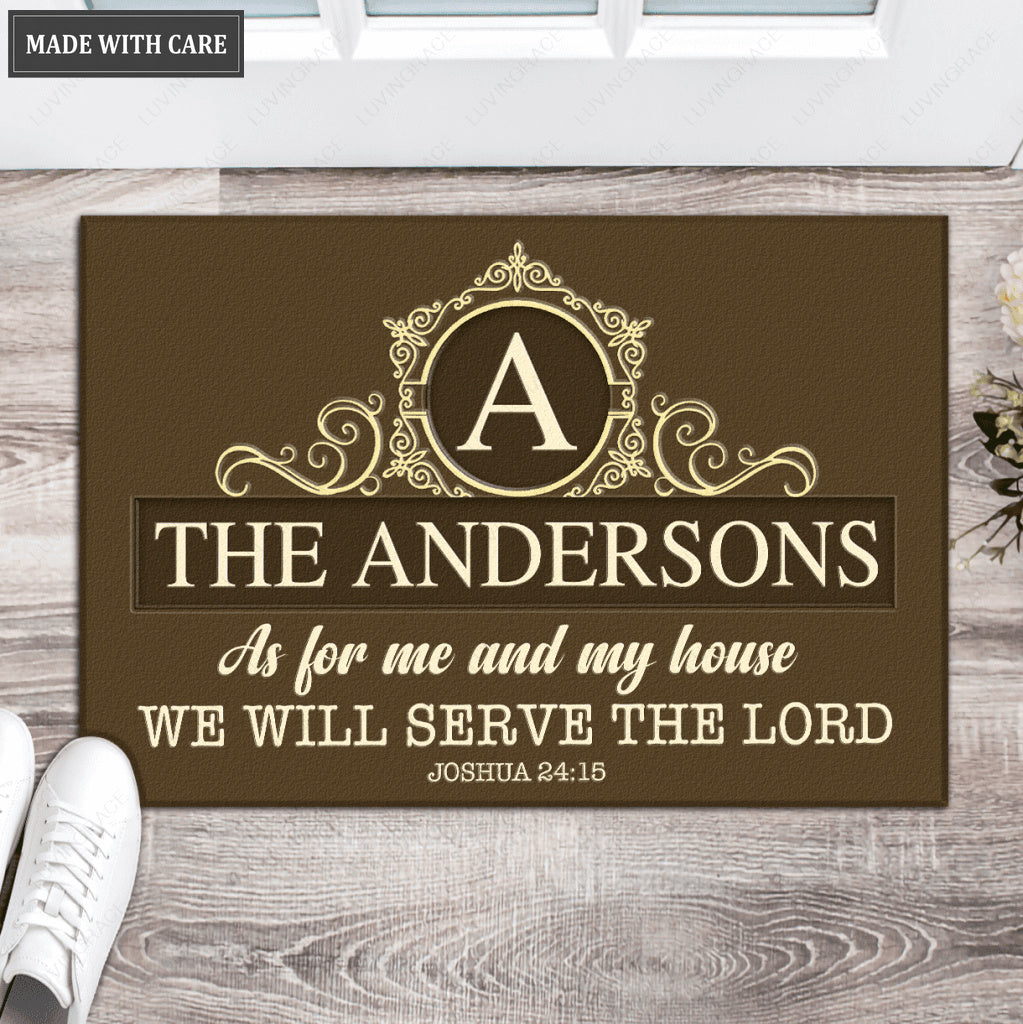 Luvingrace L108 Royal Monogram Collection As For My House Personalized Doormat