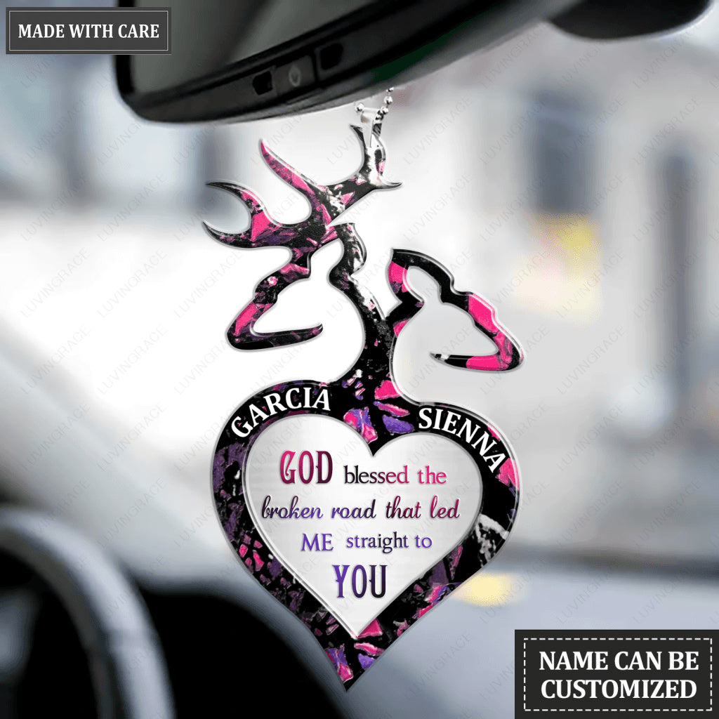 Pink Camo Buck And Doe God Blessed Personalized Ornament