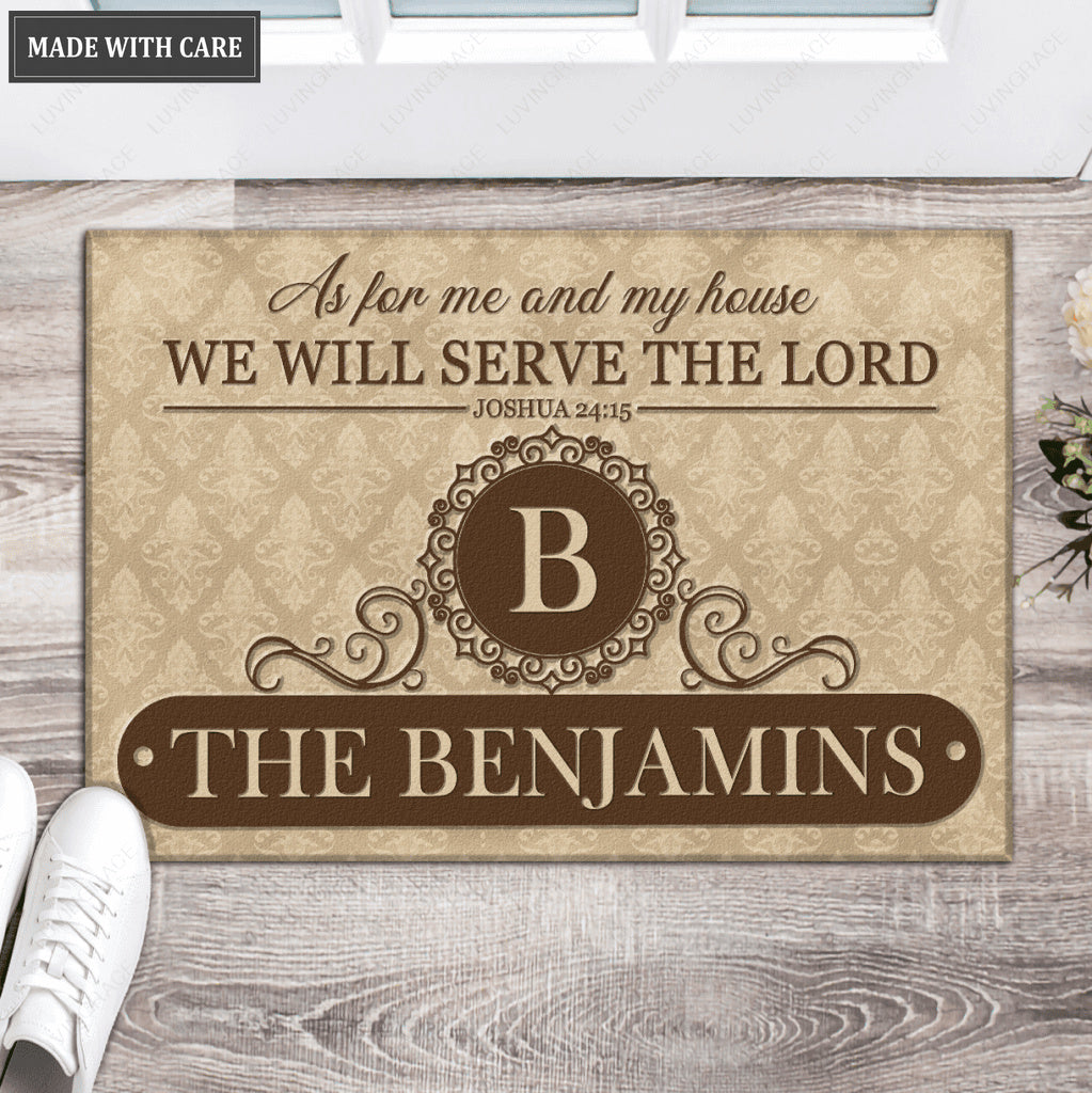 Luvingrace L111 Vintage Monogram Collection As For My House Personalized Doormat